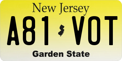 NJ license plate A81VOT