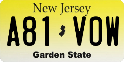 NJ license plate A81VOW