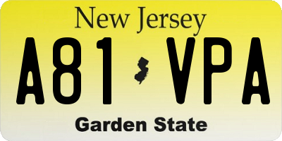 NJ license plate A81VPA