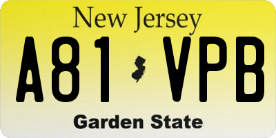 NJ license plate A81VPB