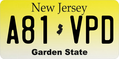 NJ license plate A81VPD