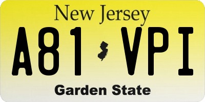 NJ license plate A81VPI