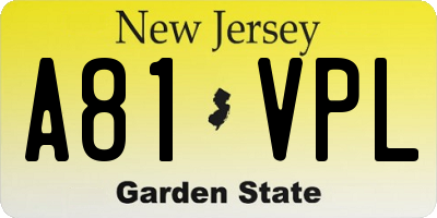 NJ license plate A81VPL