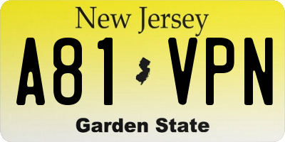 NJ license plate A81VPN