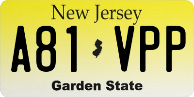 NJ license plate A81VPP