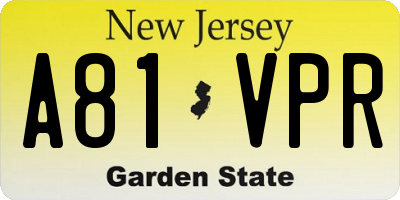 NJ license plate A81VPR