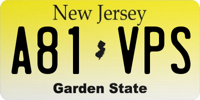 NJ license plate A81VPS