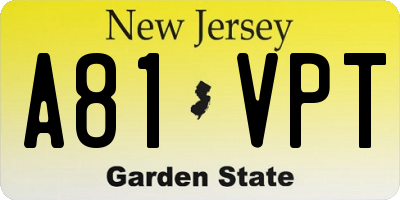 NJ license plate A81VPT