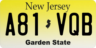 NJ license plate A81VQB
