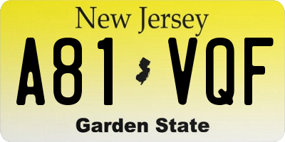 NJ license plate A81VQF