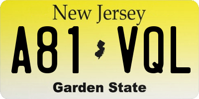 NJ license plate A81VQL
