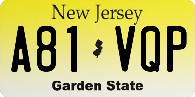 NJ license plate A81VQP