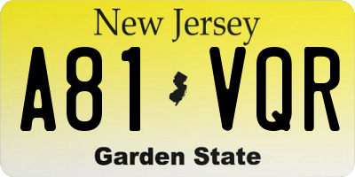 NJ license plate A81VQR