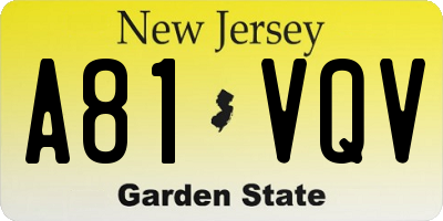 NJ license plate A81VQV