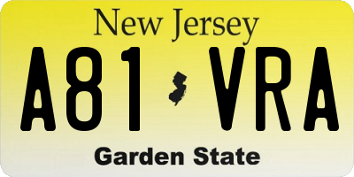NJ license plate A81VRA