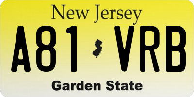 NJ license plate A81VRB