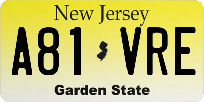 NJ license plate A81VRE