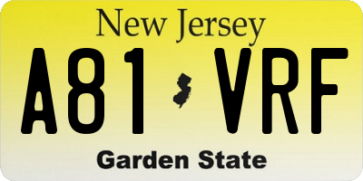 NJ license plate A81VRF