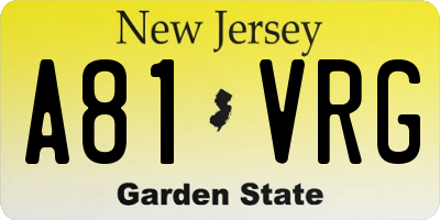 NJ license plate A81VRG