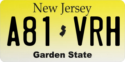 NJ license plate A81VRH