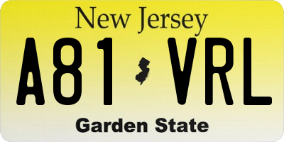 NJ license plate A81VRL