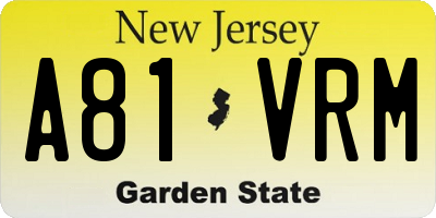 NJ license plate A81VRM