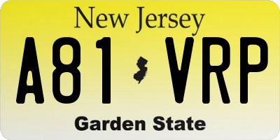 NJ license plate A81VRP