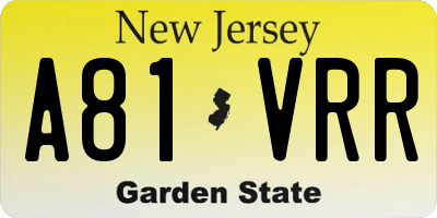 NJ license plate A81VRR