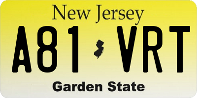 NJ license plate A81VRT
