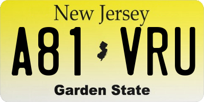 NJ license plate A81VRU