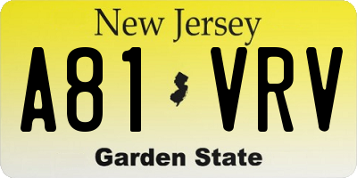 NJ license plate A81VRV