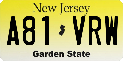 NJ license plate A81VRW
