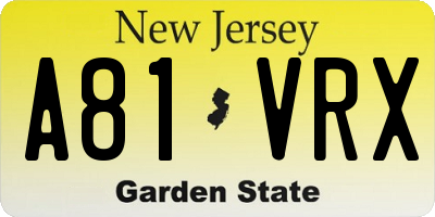 NJ license plate A81VRX