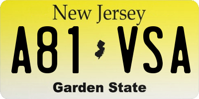 NJ license plate A81VSA