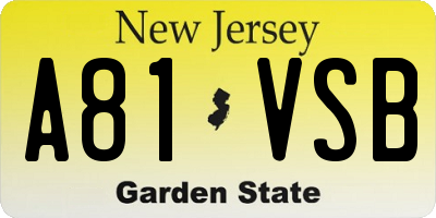 NJ license plate A81VSB