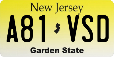 NJ license plate A81VSD