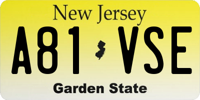 NJ license plate A81VSE
