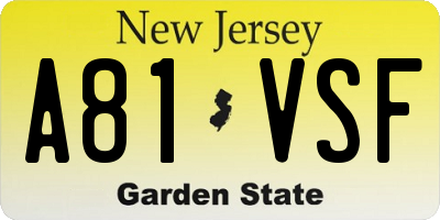 NJ license plate A81VSF