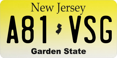 NJ license plate A81VSG