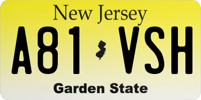 NJ license plate A81VSH