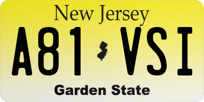 NJ license plate A81VSI