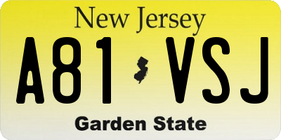 NJ license plate A81VSJ