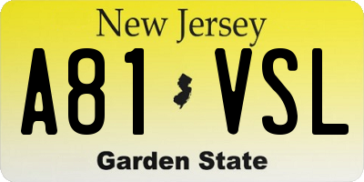 NJ license plate A81VSL