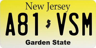 NJ license plate A81VSM