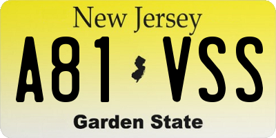 NJ license plate A81VSS