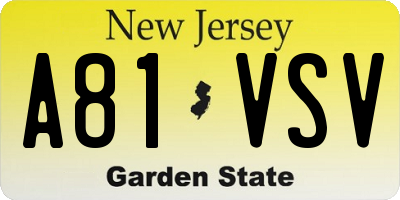 NJ license plate A81VSV