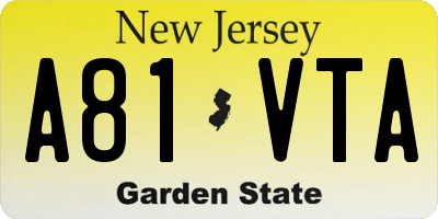 NJ license plate A81VTA