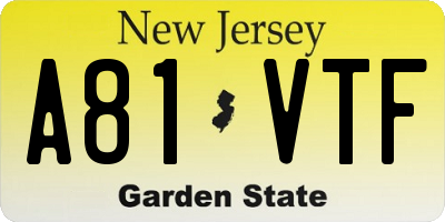 NJ license plate A81VTF