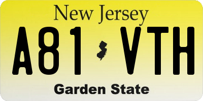 NJ license plate A81VTH