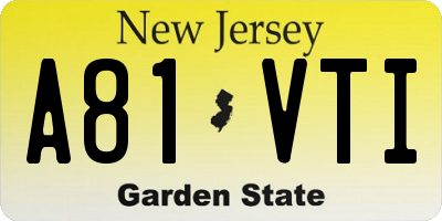 NJ license plate A81VTI